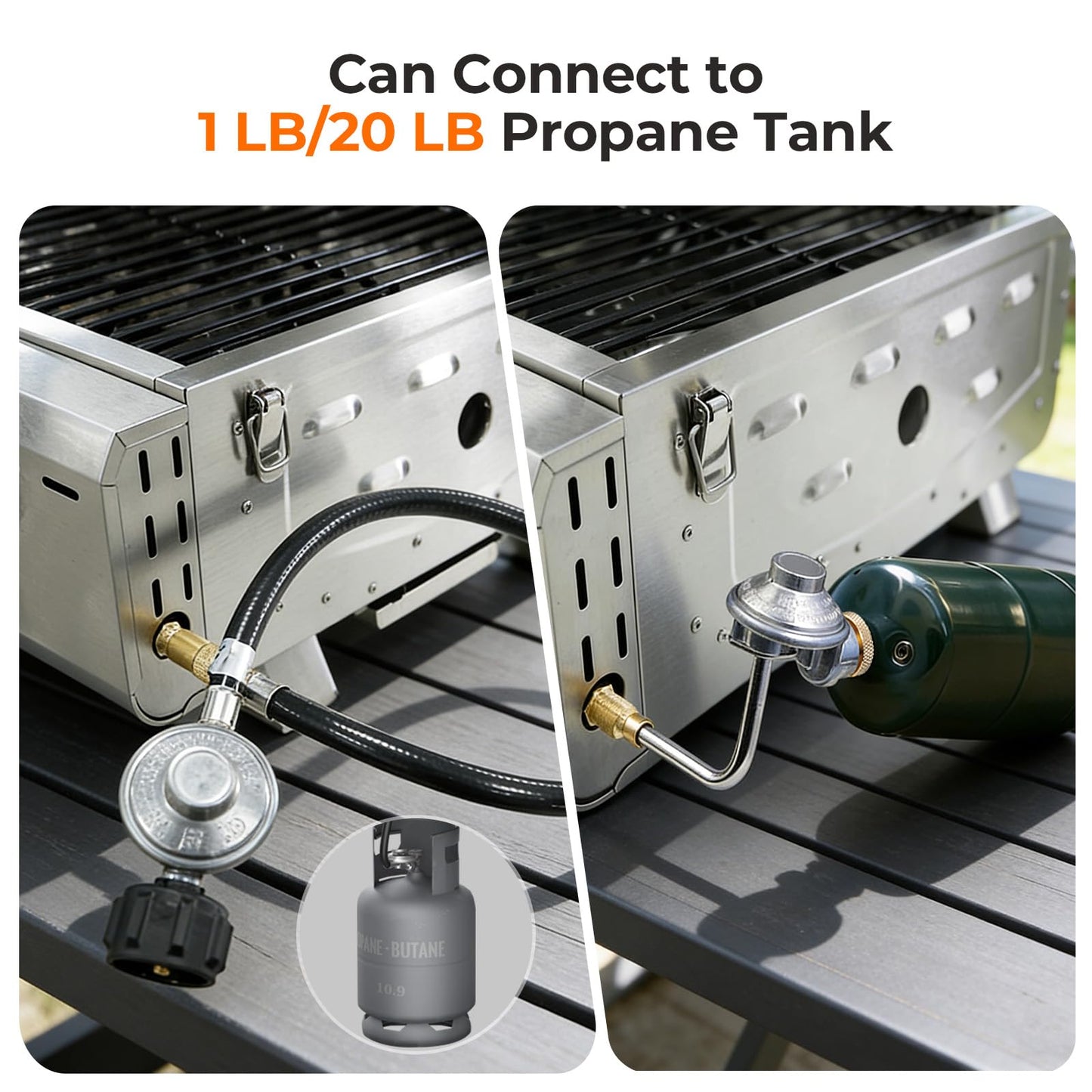 Stainless Steel 2-Burner Tabletop Propane Grill – 16,000 BTU with Foldable Legs