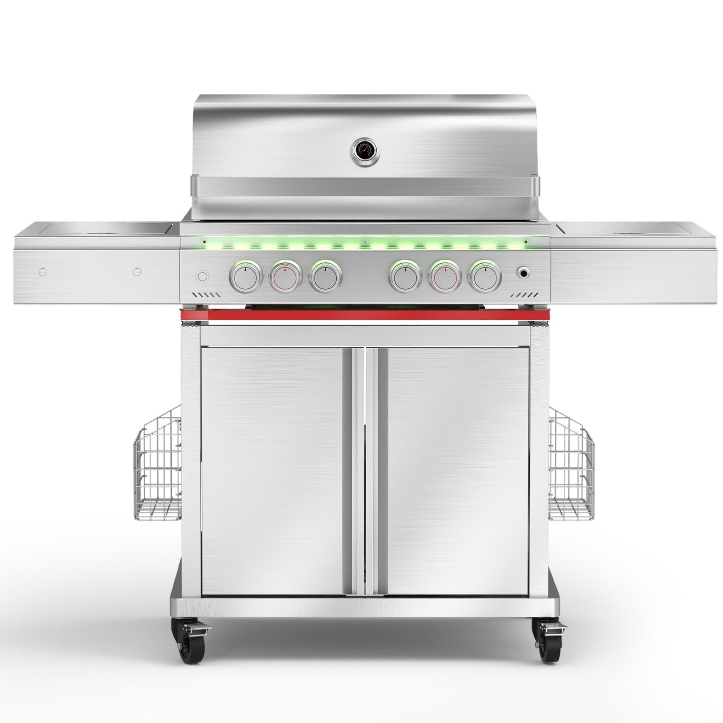 52,000 BTU 6-Burner Propane Gas Grill with LED Lights, SUS304 Stainless Steel Construction
