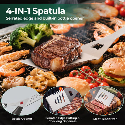 16 Inch Stainless Steel BBQ Grill Tools & Grilling Accessories Set