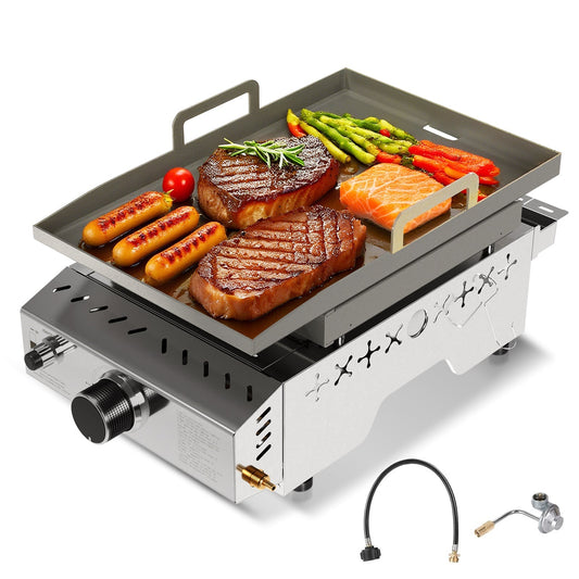 R.W.FLAME 8000 BTU Stainless Steel Tabletop Propane Grill – 18” with Convenient Handle