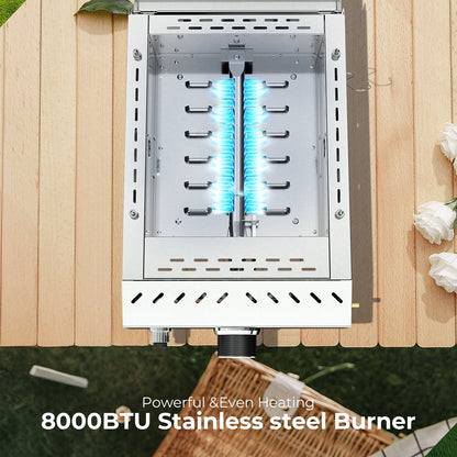 R.W.FLAME 8000 BTU Stainless Steel Tabletop Propane Grill – 18” with Convenient Handle
