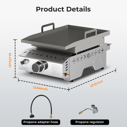 R.W.FLAME 8000 BTU Stainless Steel Tabletop Propane Grill – 18” with Convenient Handle