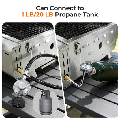 Stainless Steel 2-Burner Tabletop Propane Grill – 16,000 BTU with Foldable Legs