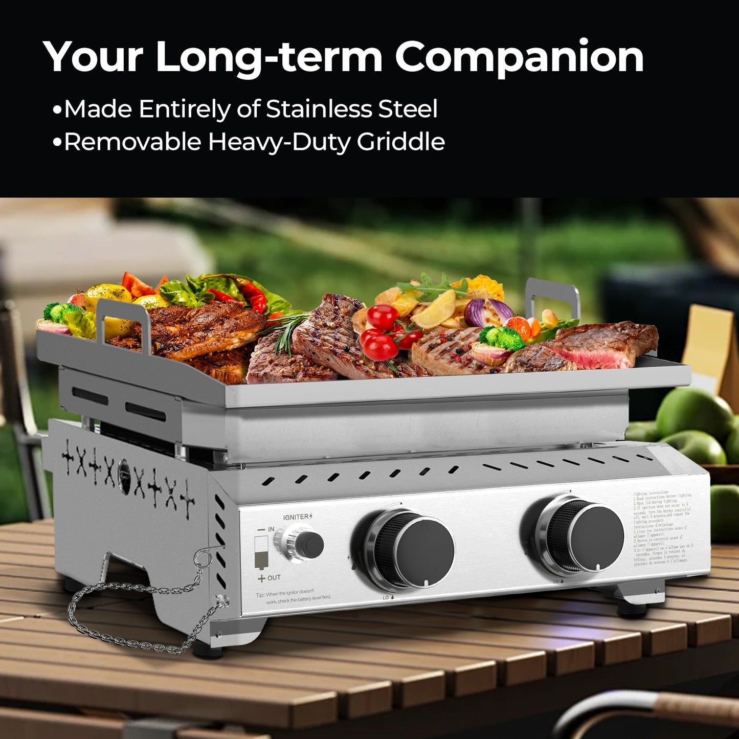 R.W.FLAME Compact 2-Burner Tabletop Gas Grill – 16,000 BTU Stainless Steel, Compatible with LPG and Small Canisters