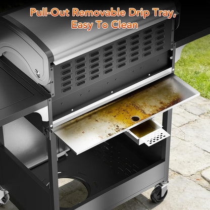 34,000 BTU 3-Burner Stainless Steel Propane Gas Grill with Side Burner & Porcelain-Enameled Cooking Grates