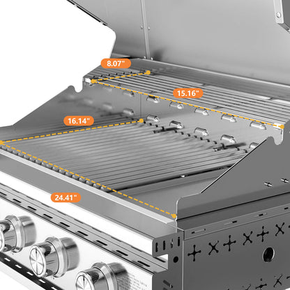 32000 BTU 28" Built-In 4-Burner Propane Grill with All-Thickened 304 Stainless Steel Construction