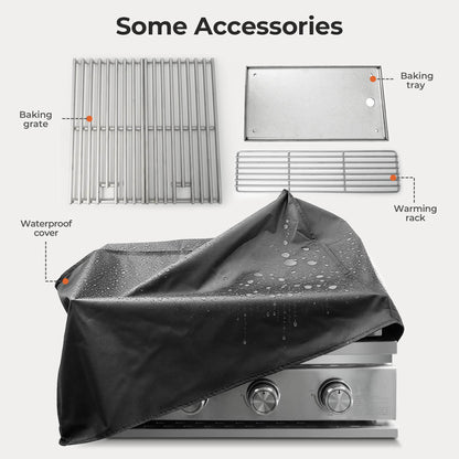 32000 BTU 28" Built-In 4-Burner Propane Grill with All-Thickened 304 Stainless Steel Construction