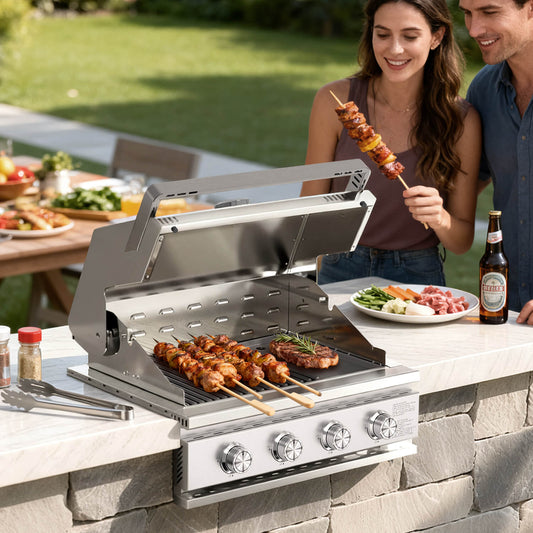 32000 BTU 28" Built-In 4-Burner Propane Grill with All-Thickened 304 Stainless Steel Construction