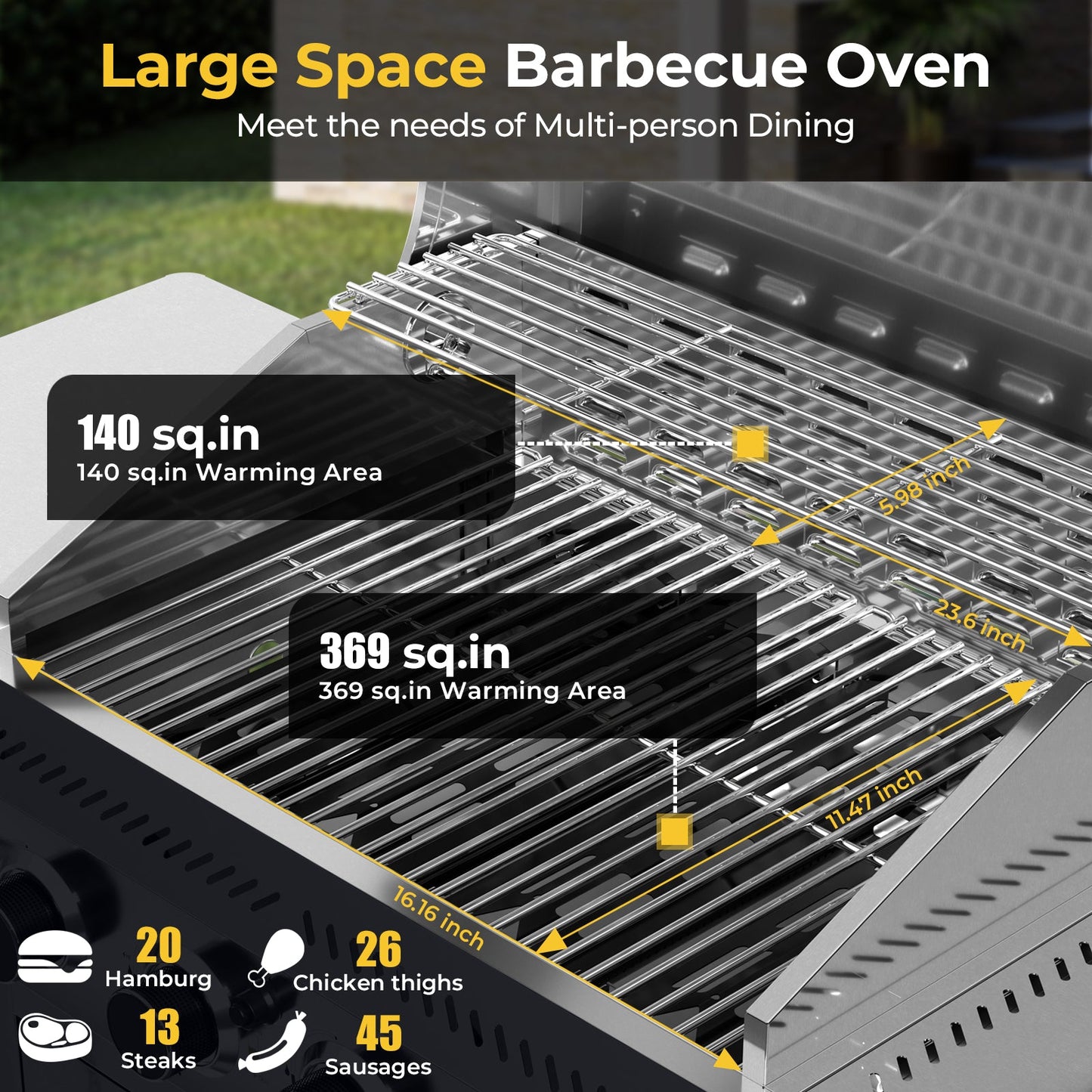 32,000 BTU 4-Burner Stainless Steel Propane Gas Grill with Folding Side Tables