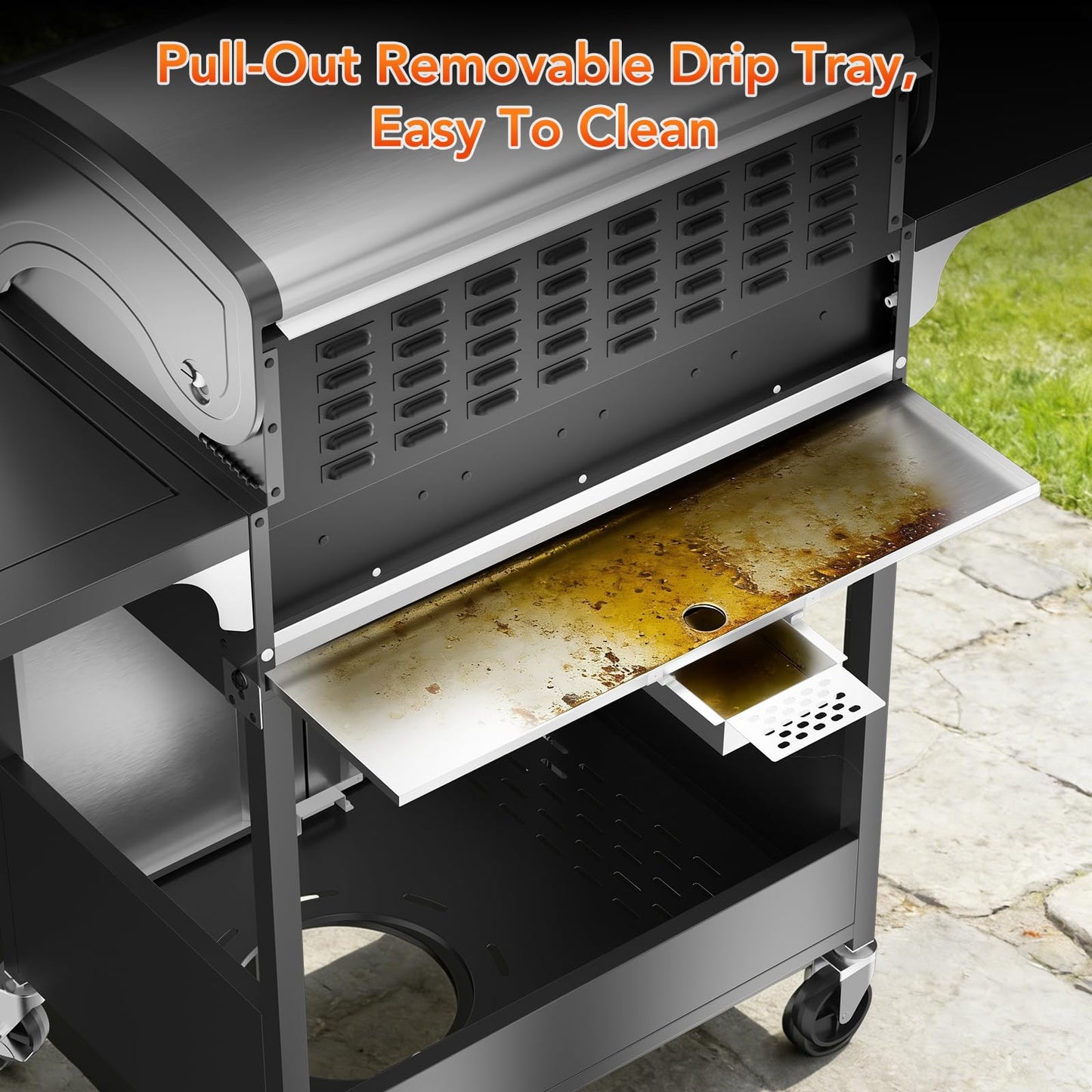 42,000 BTU 4-Burner Stainless Steel Propane Gas Grill with Side Burner and Porcelain-Enameled Gratesd Grates