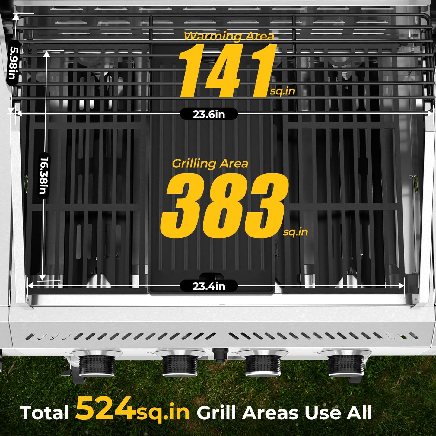 Stainless Steel 4-Burner Propane Grill 42000 BTU Including Side Burner