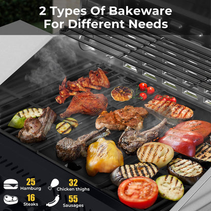 Stainless Steel 4-Burner Propane Grill 42000 BTU Including Side Burner