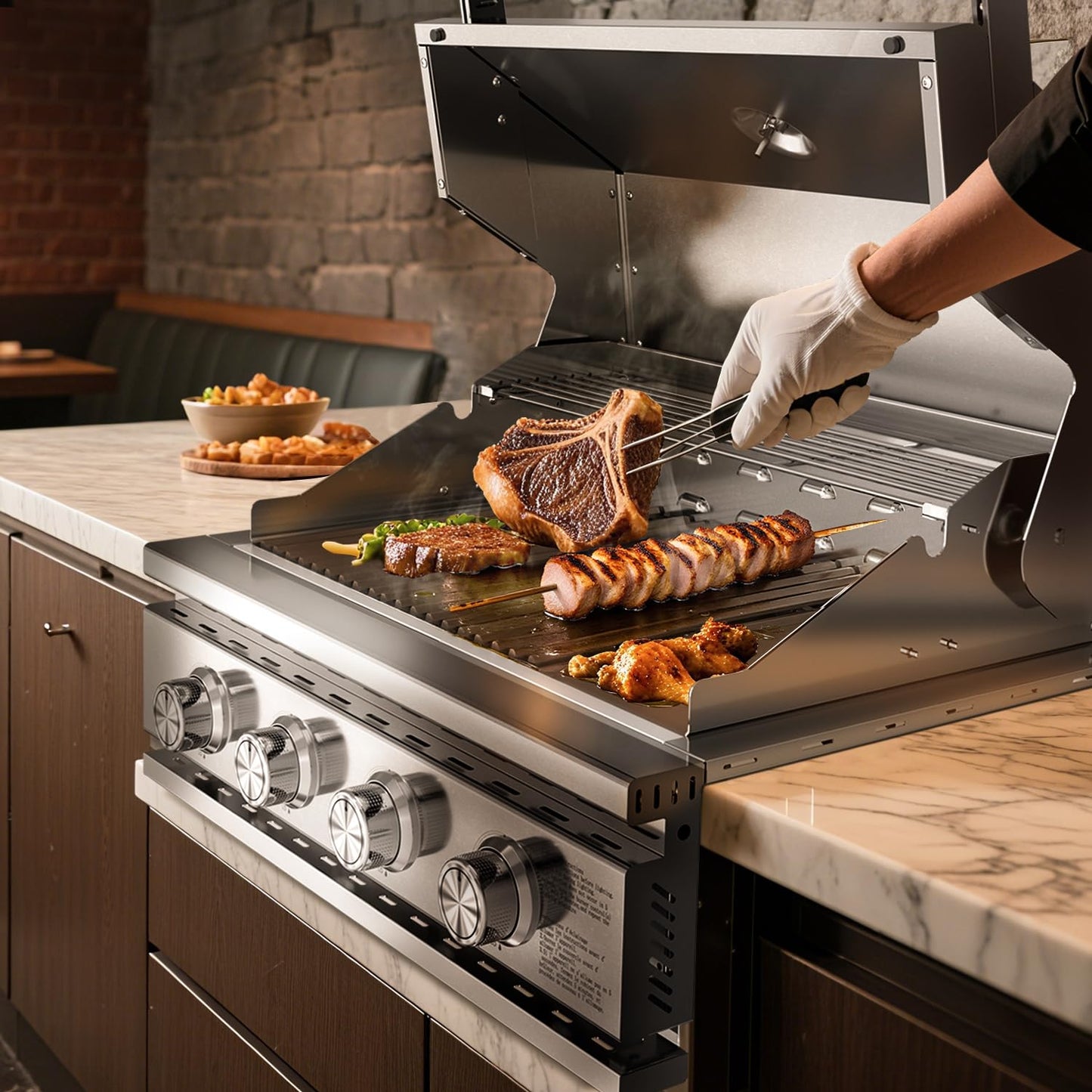 32000 BTU 28" Built-In 4-Burner Propane Grill with All-Thickened 304 Stainless Steel Construction