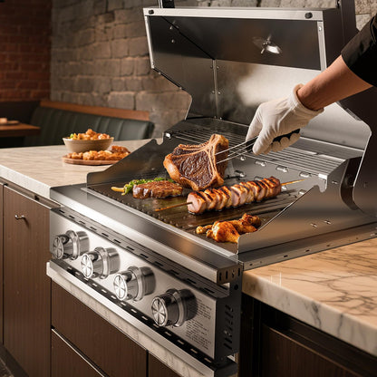 32000 BTU 28" Built-In 4-Burner Propane Grill with All-Thickened 304 Stainless Steel Construction