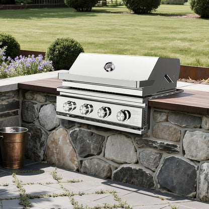 32000 BTU 28" Built-In 4-Burner Propane Grill with All-Thickened 304 Stainless Steel Construction