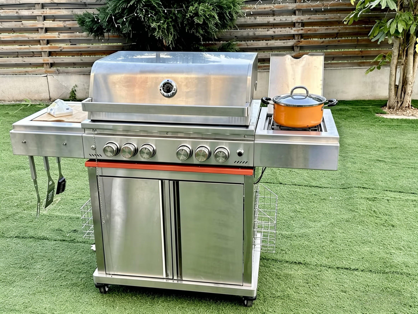 52,000 BTU 6-Burner Propane Gas Grill with LED Lights, SUS304 Stainless Steel Construction