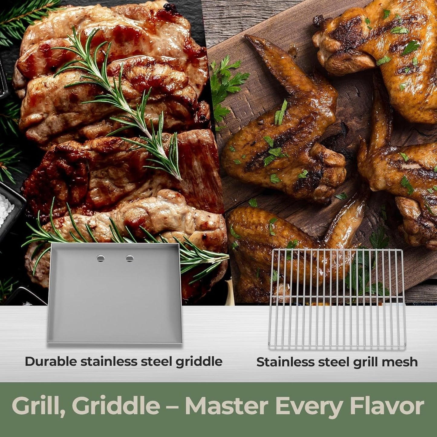 24 Inch 3-Burner Propane Gas Griddle 304 Stainless Steel 24000 BTU Flat Top with Grill Grate