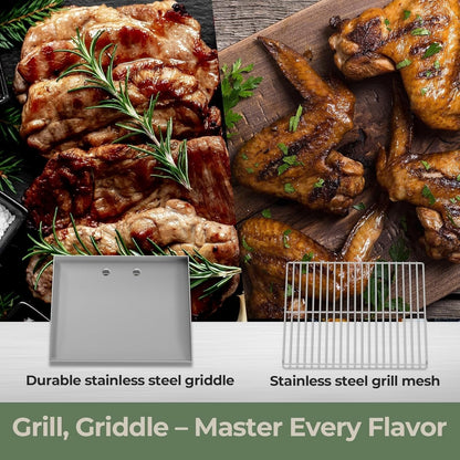 24 Inch 3-Burner Propane Gas Griddle 304 Stainless Steel 24000 BTU Flat Top with Grill Grate
